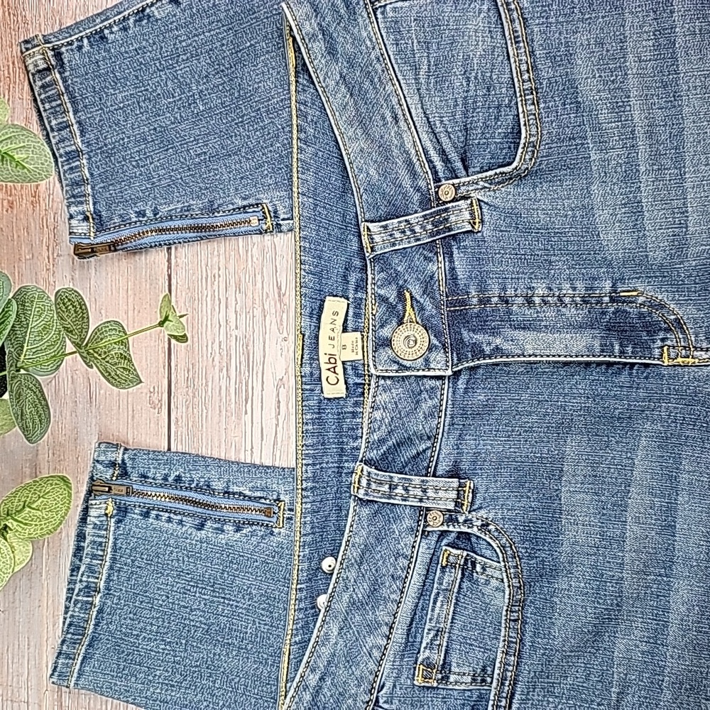 NEW CAbi ANKLE ZIPPER 5 POCKET DENIM BLUE JEANS